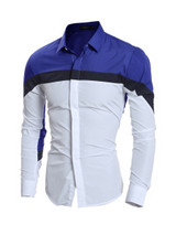 Casual Men's Color Block Long Sleeve  Shirt