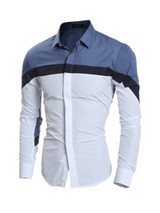 Casual Men's Color Block Long Sleeve  Shirt