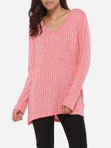 Casual Loose Fitting V Neck Knit Plain Sweater Casual Loose Fitting V Neck Knit Plain Sweater