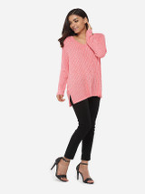 Casual Loose Fitting V Neck Knit Plain Sweater Casual Loose Fitting V Neck Knit Plain Sweater