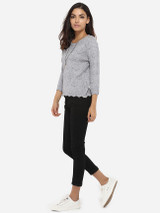 Casual Loose Fitting Round Neck Knit Hollow Out Plain Sweater Casual Loose Fitting Round Neck Knit Hollow Out Plain Sweater