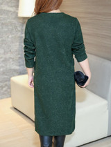 Casual Longline Round Neck Side-Vented Plain Plus Size Sweater
