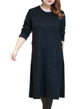 Casual Longline Round Neck Side-Vented Plain Plus Size Sweater