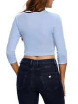 Casual Lace-Up Exposed Navel Hollow Out Plain Long Sleeve T-Shirt