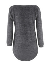 Casual High-Low Fluffy Round Neck Plain Sweater