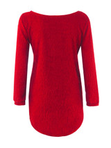 Casual High-Low Fluffy Round Neck Plain Sweater