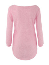 Casual High-Low Fluffy Round Neck Plain Sweater