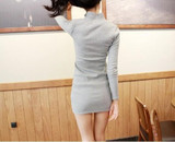 Grey Plain Zipper Band Collar Long Sleeve Mini Dress Grey Plain Zipper Band Collar Long Sleeve Mini Dress