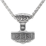 Bold Thor's Hammer Stainless Steel Pendant Black Cord or Chain 24" Necklace Unisex