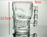 Skull Mug with Handle Clear Glass 4.9in (Holds 16.9oz) Home Decor