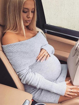 Casual Fashion Off Shoulder Sweater Bodycon Mini Dress
