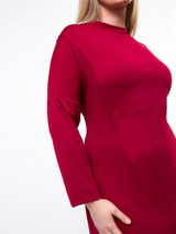 Casual Crew Neck Solid Midi Long Sleeve Plus Size Shift Dress