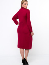 Casual Crew Neck Solid Midi Long Sleeve Plus Size Shift Dress