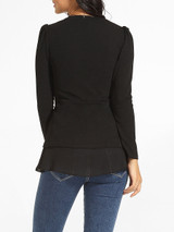 Casual Crew Neck Plain Cotton Long Sleeve T-shirt