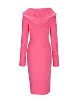 Casual Cowl Neck Plain Long Sleeve Bodycon Dress