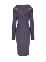 Casual Cowl Neck Plain Long Sleeve Bodycon Dress