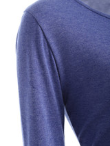 Casual Color Block Asymmetric Hem Round Neck Long Sleeve T-Shirt