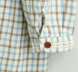 Casual Blue Plaid Print Buttons Long Sleeve Dress
