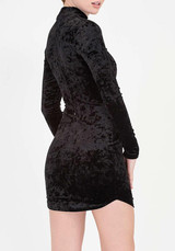 Casual Black Plain Cut Out Halter Neck Deep V-neck Long Sleeve Mini Dress