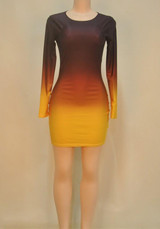 Casual Black Patchwork Round Neck Long Sleeve Fashion Mini Dress