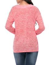 Casual Basic Designed Deep V-Neck Plain Long Sleeve T-Shirt Casual Basic Designed Deep V-Neck Plain Long Sleeve T-Shirt
