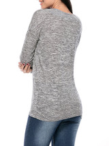 Casual Basic Designed Deep V-Neck Plain Long Sleeve T-Shirt Casual Basic Designed Deep V-Neck Plain Long Sleeve T-Shirt