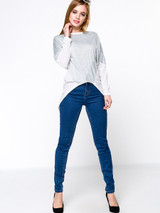 Casual Asymmetric Hem Color Block Plus Size T-Shirt With Long Sleeve