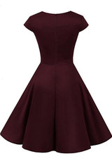 Red Irregular Draped Round Neck Long Sleeve Midi Dress