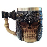 Stainless Steel Viking Warrior Skull Mug Home Decor