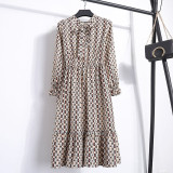 Office Long Sleeve Polka Dot Vintage Dress Women Autumn Dress Shirt Chiffon Midi Casual Red Floral Winter Dress