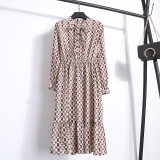 Office Long Sleeve Polka Dot Vintage Dress Women Autumn Dress Shirt Chiffon Midi Casual Red Floral Winter Dress