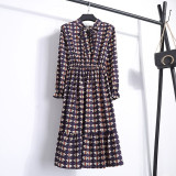 Office Long Sleeve Polka Dot Vintage Dress Women Autumn Dress Shirt Chiffon Midi Casual Red Floral Winter Dress