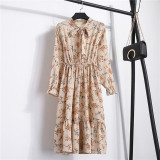 Office Long Sleeve Polka Dot Vintage Dress Women Autumn Dress Shirt Chiffon Midi Casual Red Floral Winter Dress