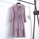 Office Long Sleeve Polka Dot Vintage Dress Women Autumn Dress Shirt Chiffon Midi Casual Red Floral Winter Dress