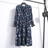 Office Long Sleeve Polka Dot Vintage Dress Women Autumn Dress Shirt Chiffon Midi Casual Red Floral Winter Dress