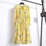 Office Long Sleeve Polka Dot Vintage Dress Women Autumn Dress Shirt Chiffon Midi Casual Red Floral Winter Dress