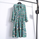 Office Long Sleeve Polka Dot Vintage Dress Women Autumn Dress Shirt Chiffon Midi Casual Red Floral Winter Dress