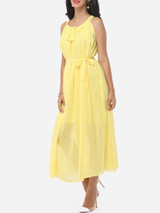 Casual Plain Bowknot Awesome Round Neck Maxi Dress