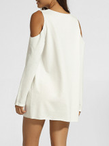 Casual Open Shoulder Plain Shift-dress