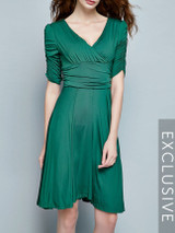 Casual Ol Style Surplice Plain Skater-dres