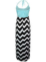 Casual Halter Color Block Zigzag Striped Maxi Dress
