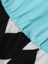 Casual Halter Color Block Zigzag Striped Maxi Dress