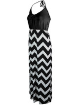 Casual Halter Color Block Zigzag Striped Maxi Dress