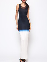 Casual Gradient Patchwork Chic Round Neck Maxi-dress