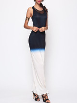 Casual Gradient Patchwork Chic Round Neck Maxi-dress