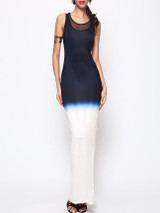 Casual Gradient Patchwork Chic Round Neck Maxi-dress