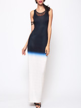 Casual Gradient Patchwork Chic Round Neck Maxi-dress