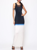 Casual Gradient Patchwork Chic Round Neck Maxi-dress