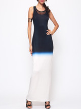 Casual Gradient Patchwork Chic Round Neck Maxi-dress