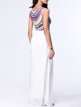 Casual Geometric Printed Round Neck Maxi Dress